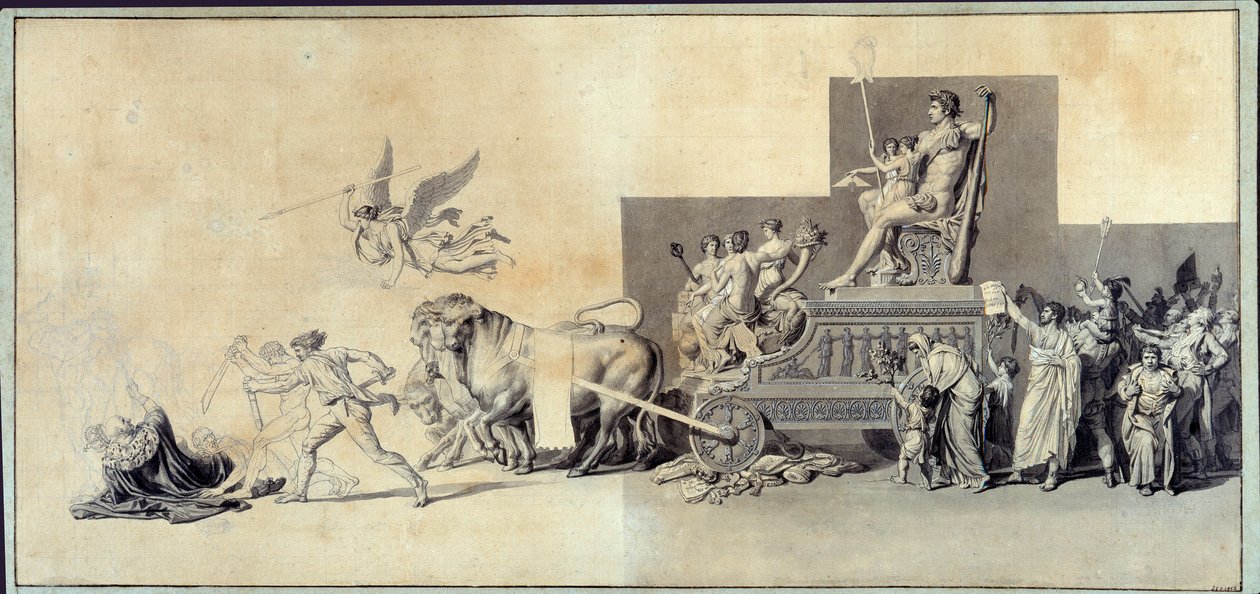 Le Triumphe du peuple francais رسم لوحة منجم لجاك لويس ديفيد (1748-1825) 1793 باريس ، متحف كارنافالي بواسطة جاك لويس ديفيد