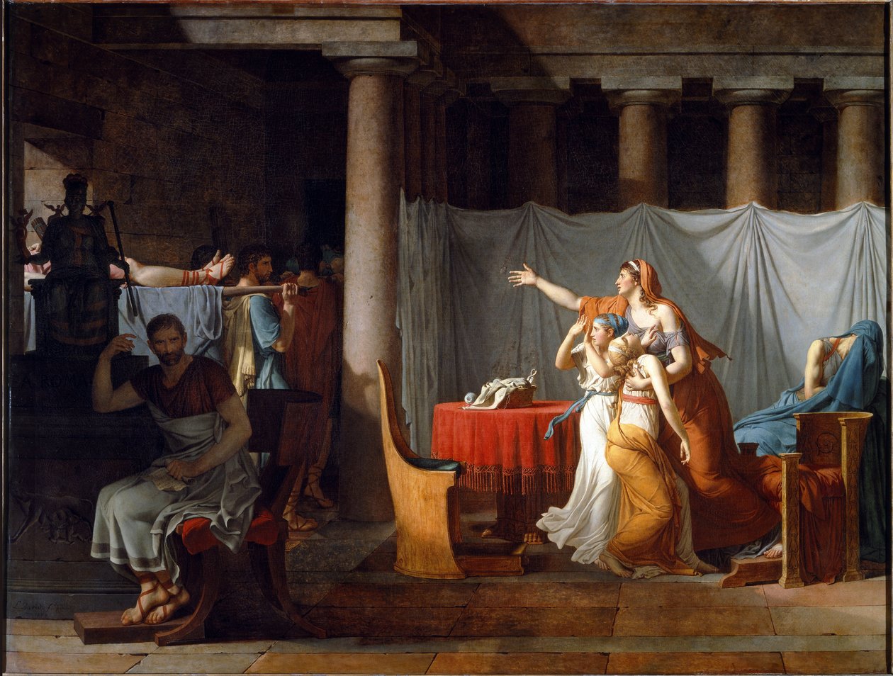 Lictors Bearing to Brutus the Bodies of his Sons - oil on canvas بواسطة جاك لويس ديفيد