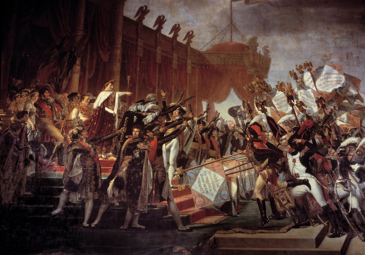 قسم الجيش للإمبراطور نابليون الأول (1769-1821) بعد توزيع النسور في Champ de Mars ، 5/12/1804 التفاصيل. رسم جاك لويس ديفيد (1748-1825) القرن التاسع عشر. 6،1x9،3 م. بواسطة جاك لويس ديفيد