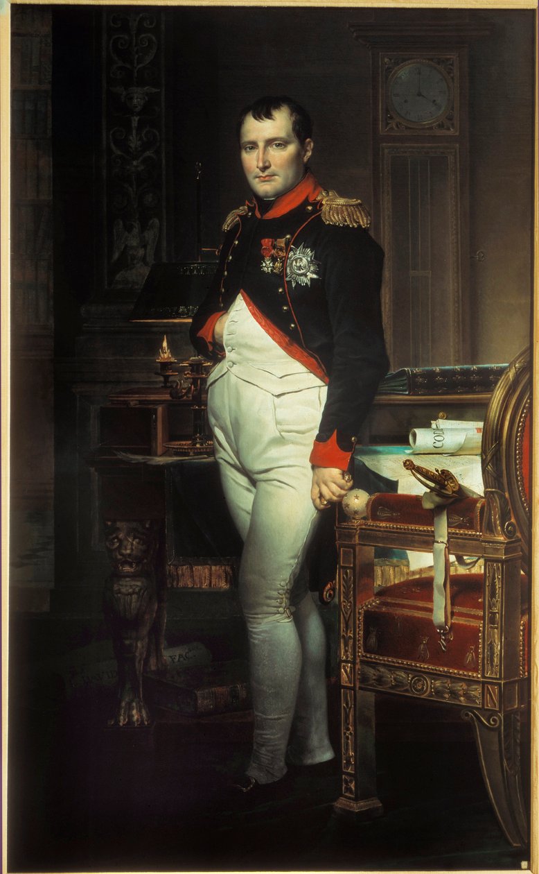 صورة كاملة الطول لنابليون الأول (1769-1821) في دراسته في لوحة التويلري لجاك لويس ديفيد (1748-1825) مجموعة خاصة 1812. بواسطة جاك لويس ديفيد