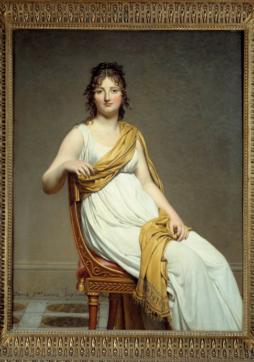 صورة مدام ريموند فيرنينك (1780-1827) أخت يوجين ديلاكروا لوحة لجاك لويس ديفيد (1748-1825) 1799 صن. 1،45 × 1،12 م. متحف اللوفر ، باريس - صورة شخصية لمدام ريموند دي فيرنينك (1780-1827) ، أخت يوجين ديلاكروا. الرسام بواسطة جاك لويس ديفيد