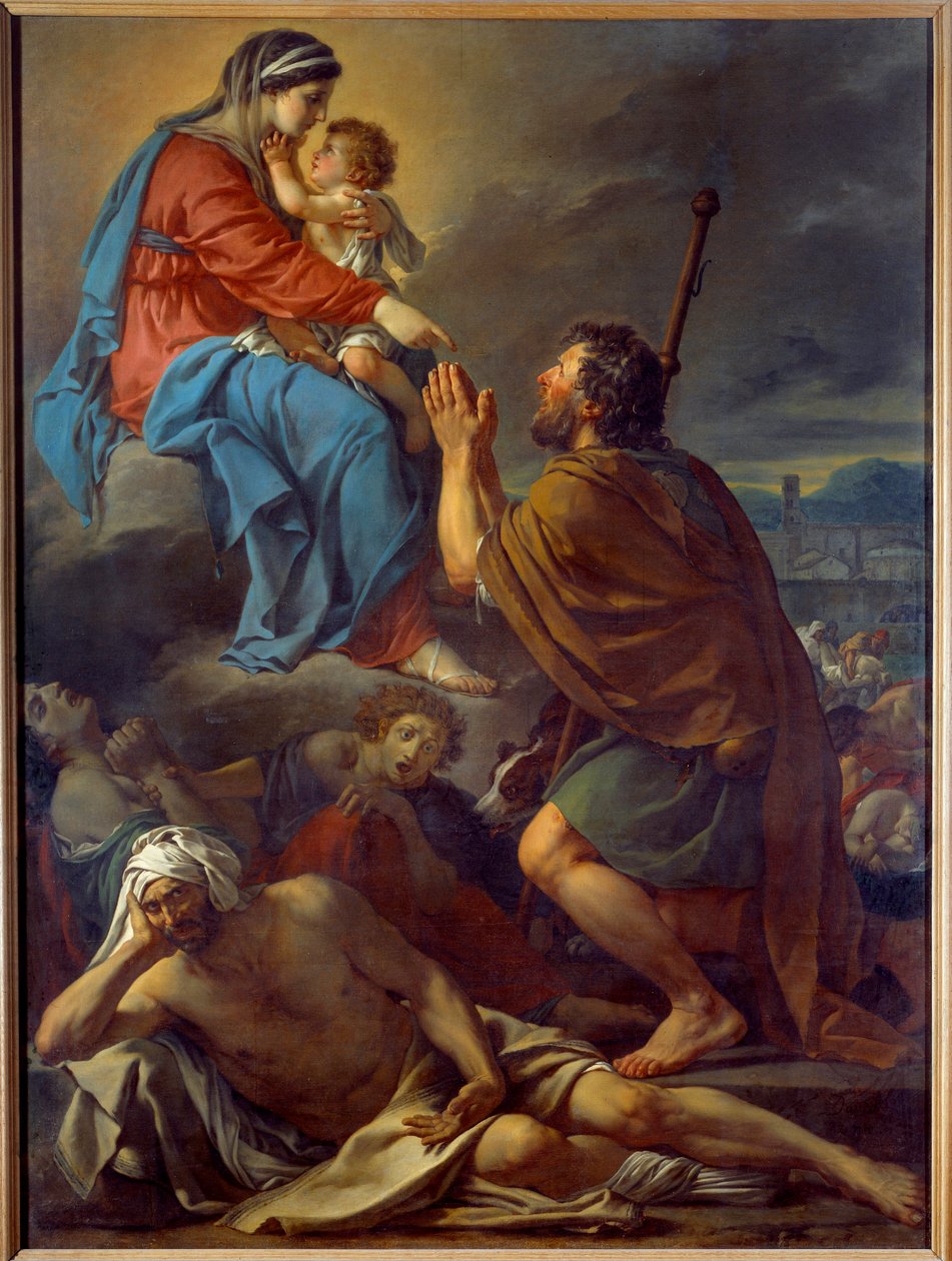 القديس روش يصلي للعذراء من أجل وقف الطاعون. لوحة جاك لويس ديفيد (1748-1825) بواسطة جاك لويس ديفيد