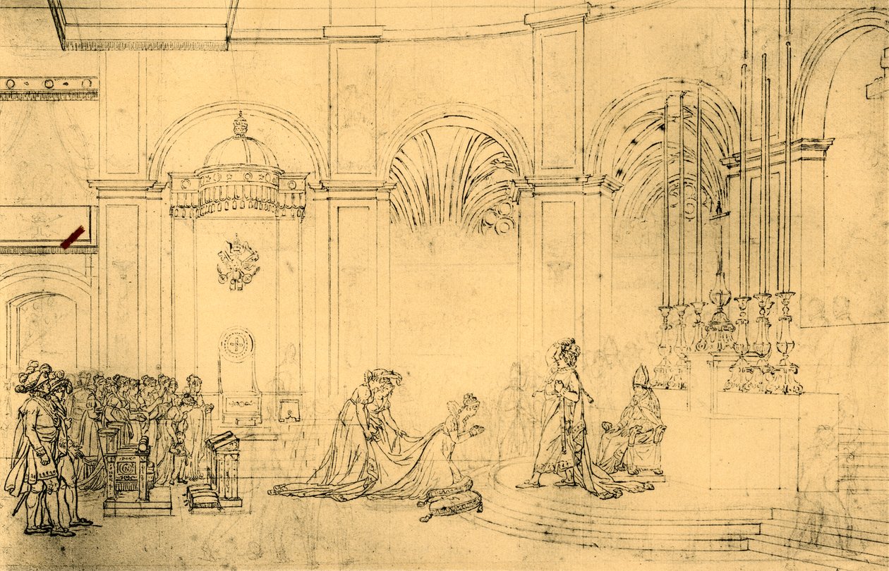 رسم تخطيطي لتتويج نابليون ، c1807 ، 1921. بواسطة جاك لويس ديفيد