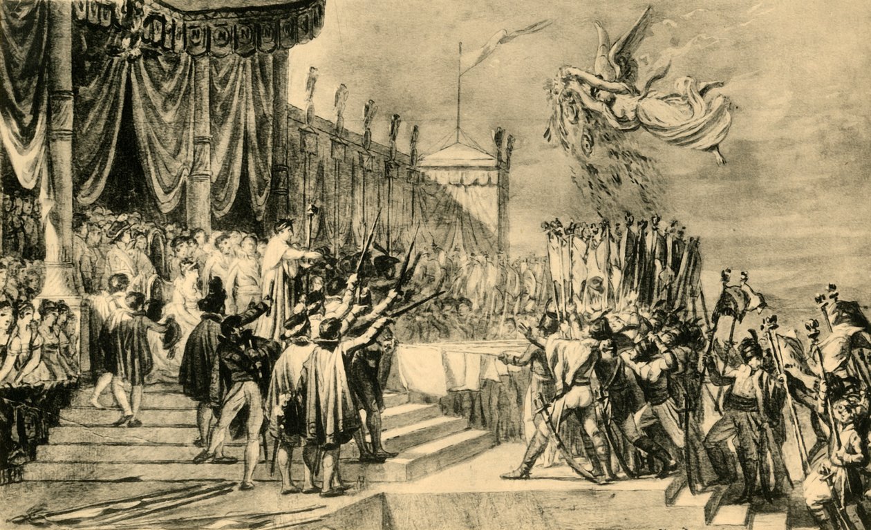 دراسة لتوزيع معايير النسر ، c1808 ، 1921. بواسطة جاك لويس ديفيد