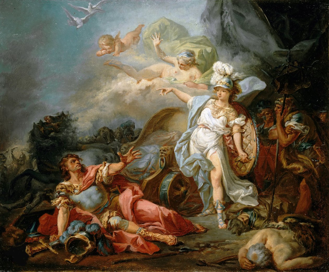 المعركة بين المريخ ومينيرفا ، حوالي عام 1771. بواسطة جاك لويس ديفيد