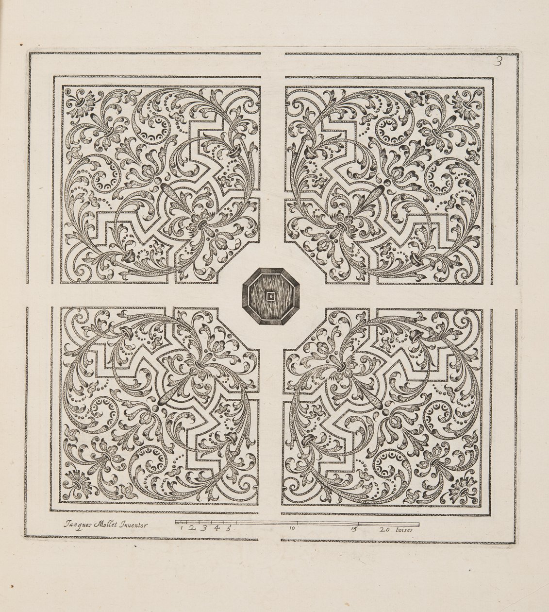 تصميم لـ Parterre ، من Theatre des Plans et Jardinages ، حانة. 1652 (نقش) بواسطة جاك موليه