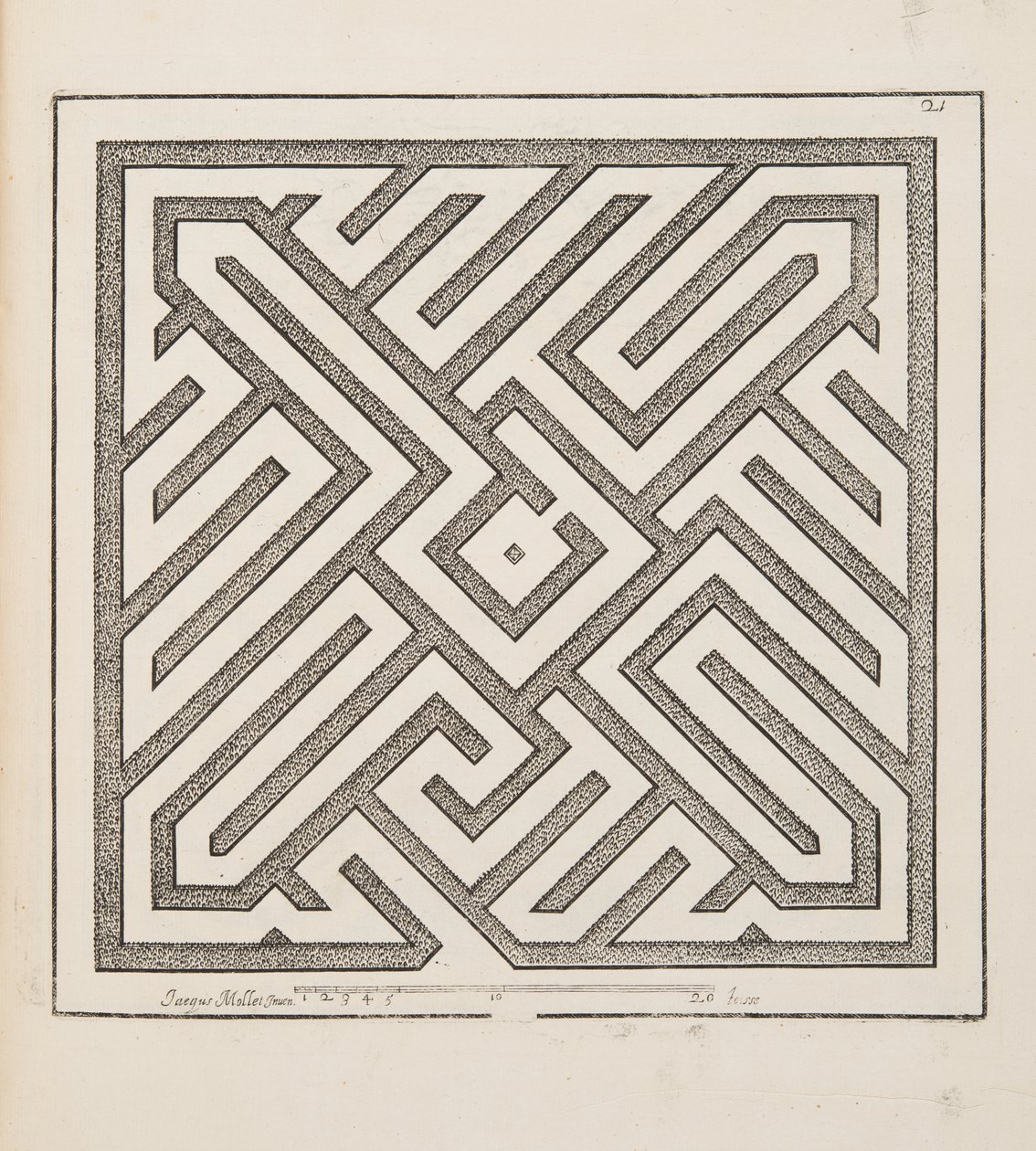Design for Parterre, from Theatre des Plans et Jardinages, pub.1652 (engraving) بواسطة جاك موليه
