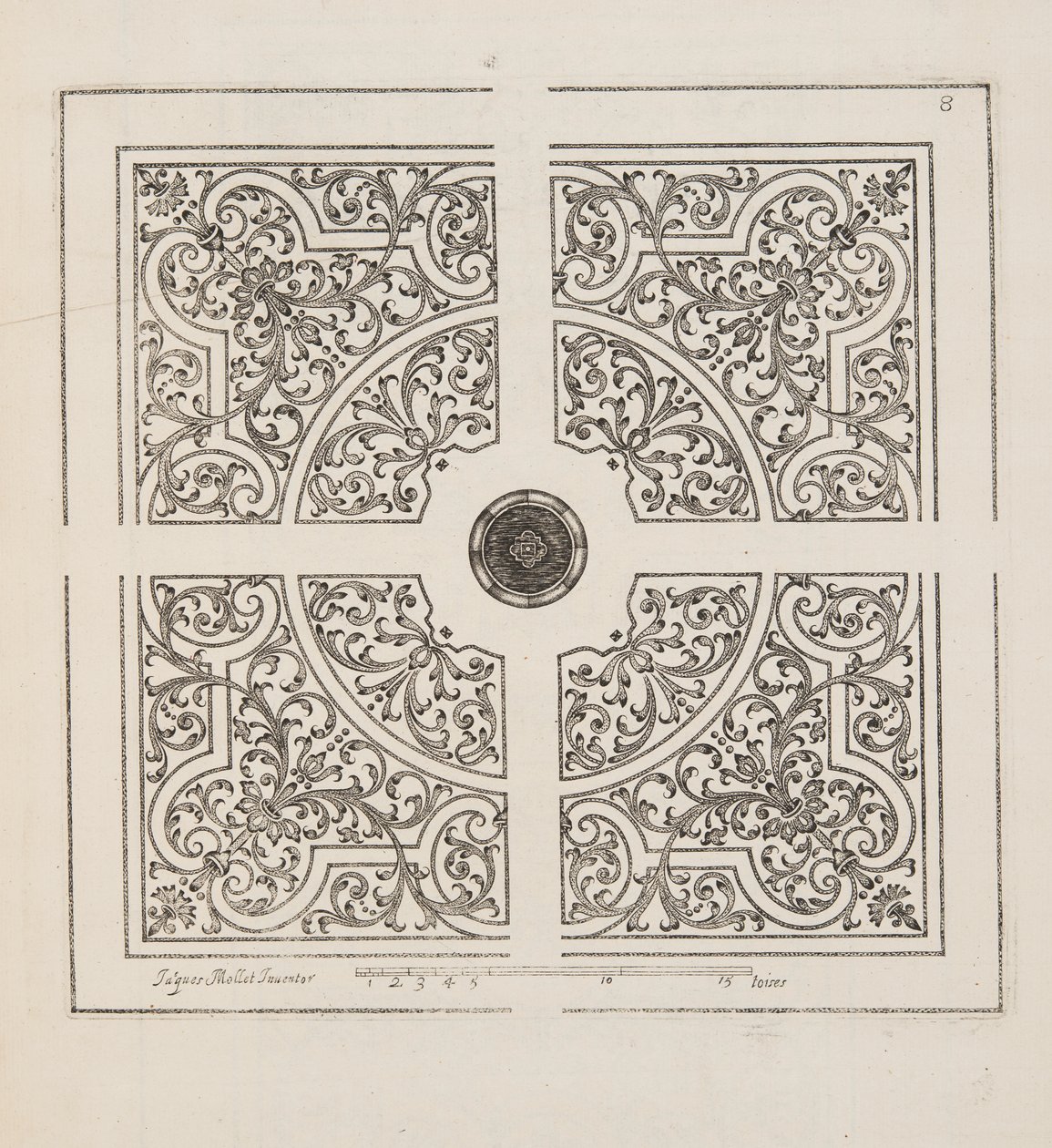 تصميم لـ Parterre ، من Theatre des Plans et Jardinages ، حانة. 1652 (نقش) بواسطة جاك موليه