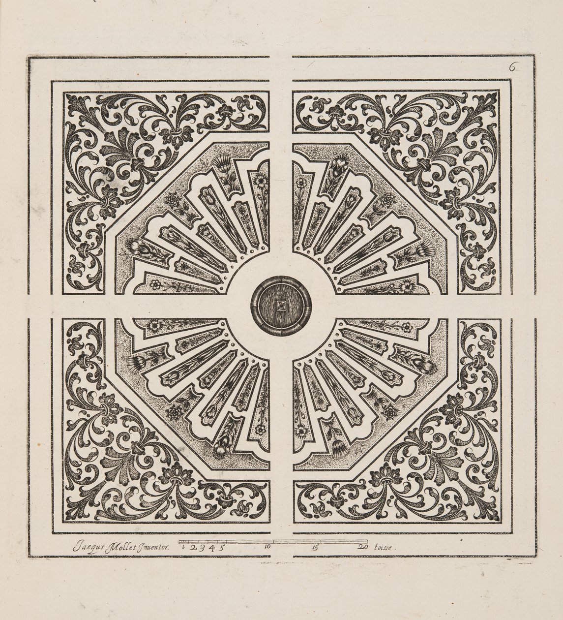 تصميم لـ Parterre ، من Theatre des Plans et Jardinages ، حانة. 1652 (نقش) بواسطة جاك موليه