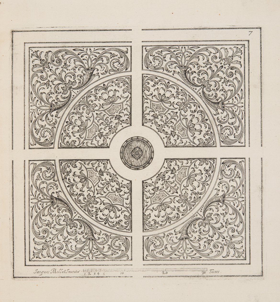 تصميم لـ Parterre ، من Theatre des Plans et Jardinages ، حانة. 1652 (نقش) بواسطة جاك موليه