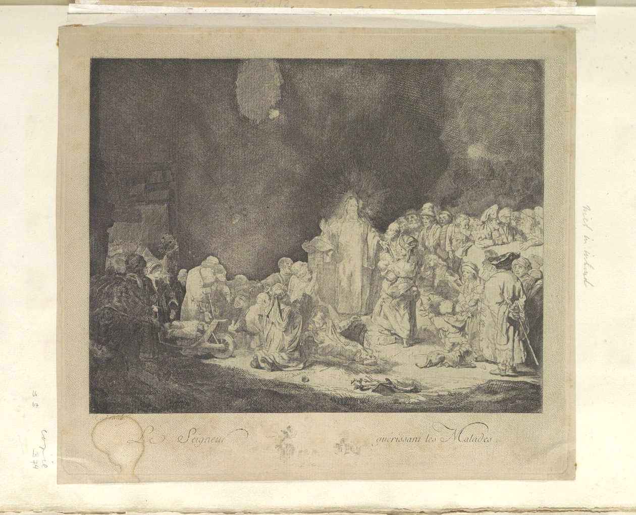 Predikende Christus (De Honderdguldenprent) The Lord Healing the Sick (Title on object) مجموعة من خمسة وثمانين مطبوعة أصلية (عنوان السلسلة) بواسطة جاك فيليب لو باس