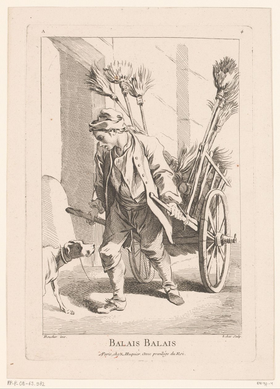 بائع متجول بالمكانس Balais Balais (العنوان على الكائن) Cris de Paris (عنوان المسلسل) بائعو الشوارع في باريس (عنوان السلسلة) بواسطة جاك فيليب لو باس