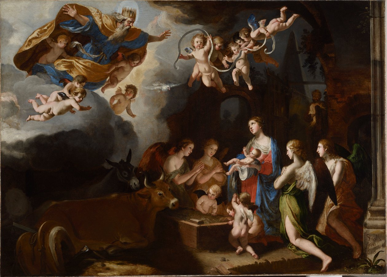 L'Adoration des anges The Adoration of the Christ Child، 1635. بواسطة جاك ستيلا