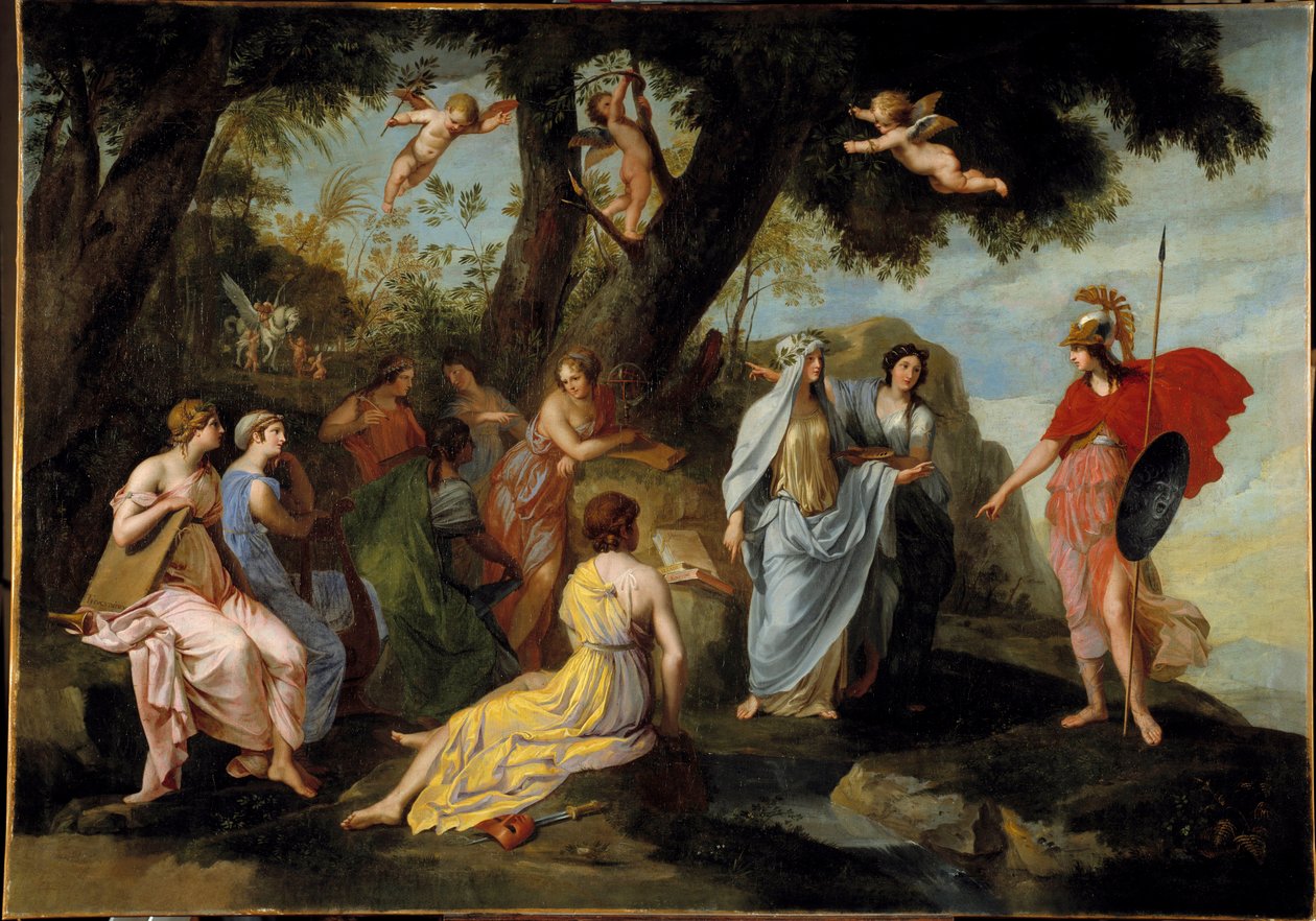Minerve in the Muses Painting by Jacques Stella (1596-1657) 1640 Sun. 1,16x1,62 m بواسطة جاك ستيلا
