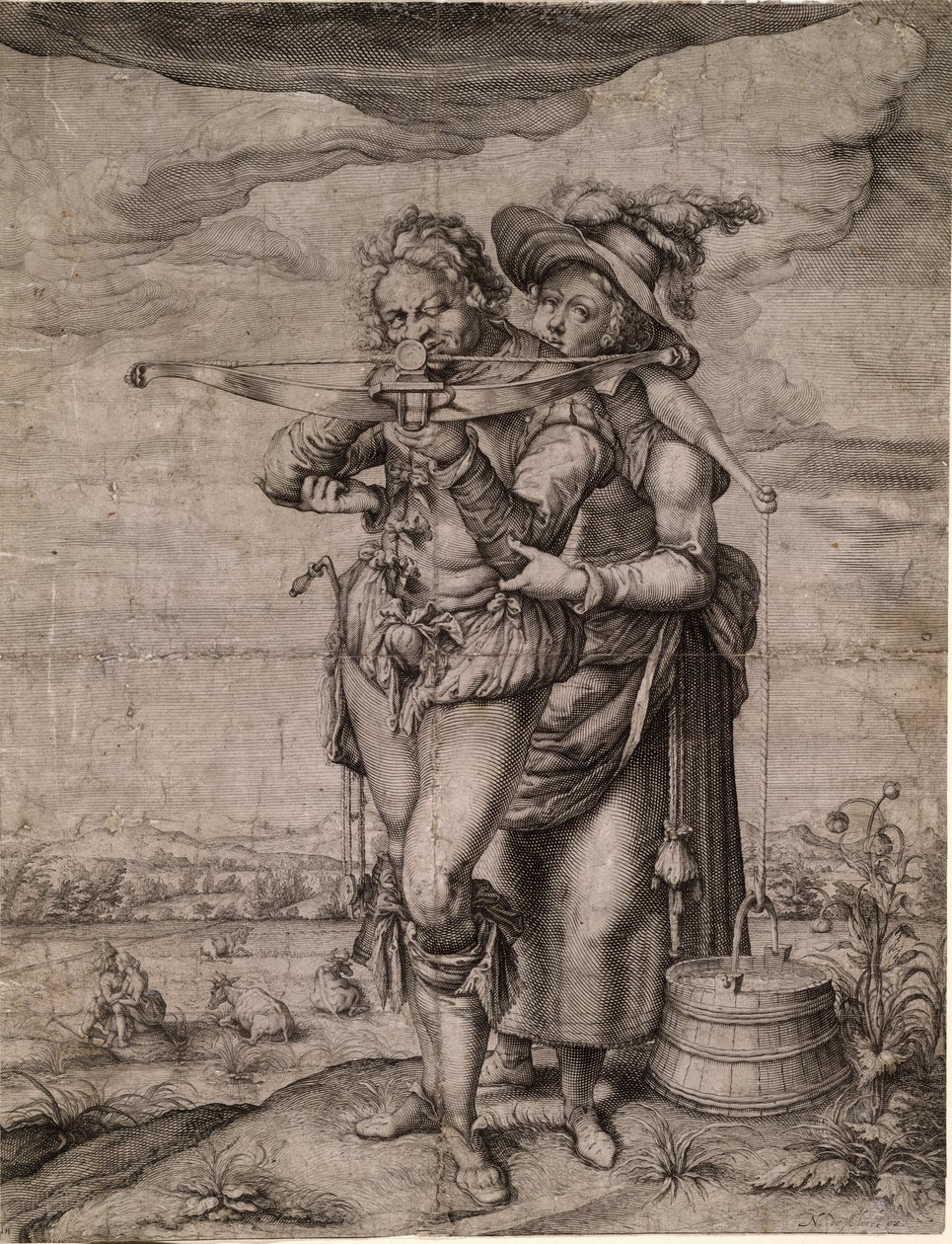 The Crossbowman و Milkmaid ، ج. 1610 بواسطة جاك دي جين الأصغر