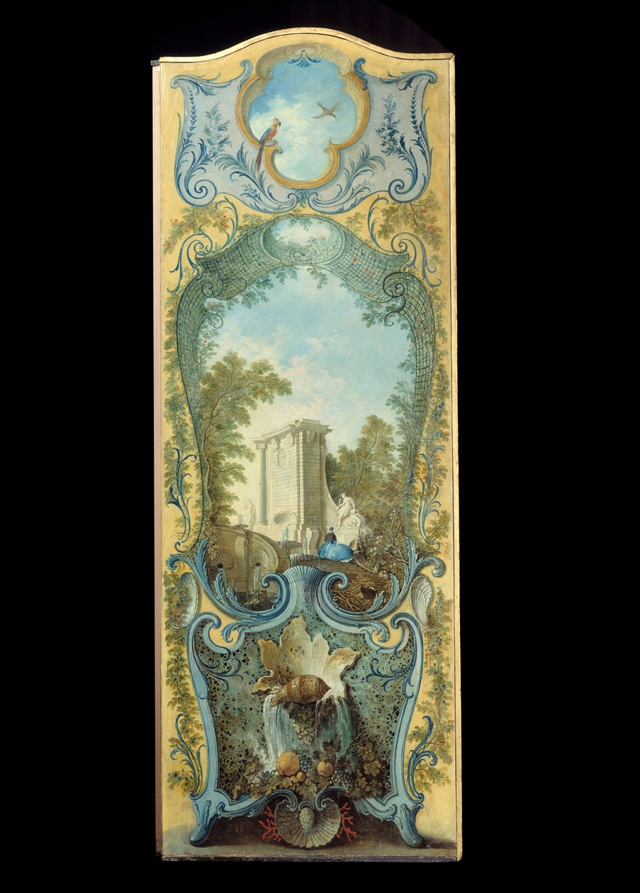 الأثاث: رسم شاشة على ورق maroufle لجاك دي لاجوي (1686-1761) من القرن الثامن عشر بواسطة جاك دي لاجوي
