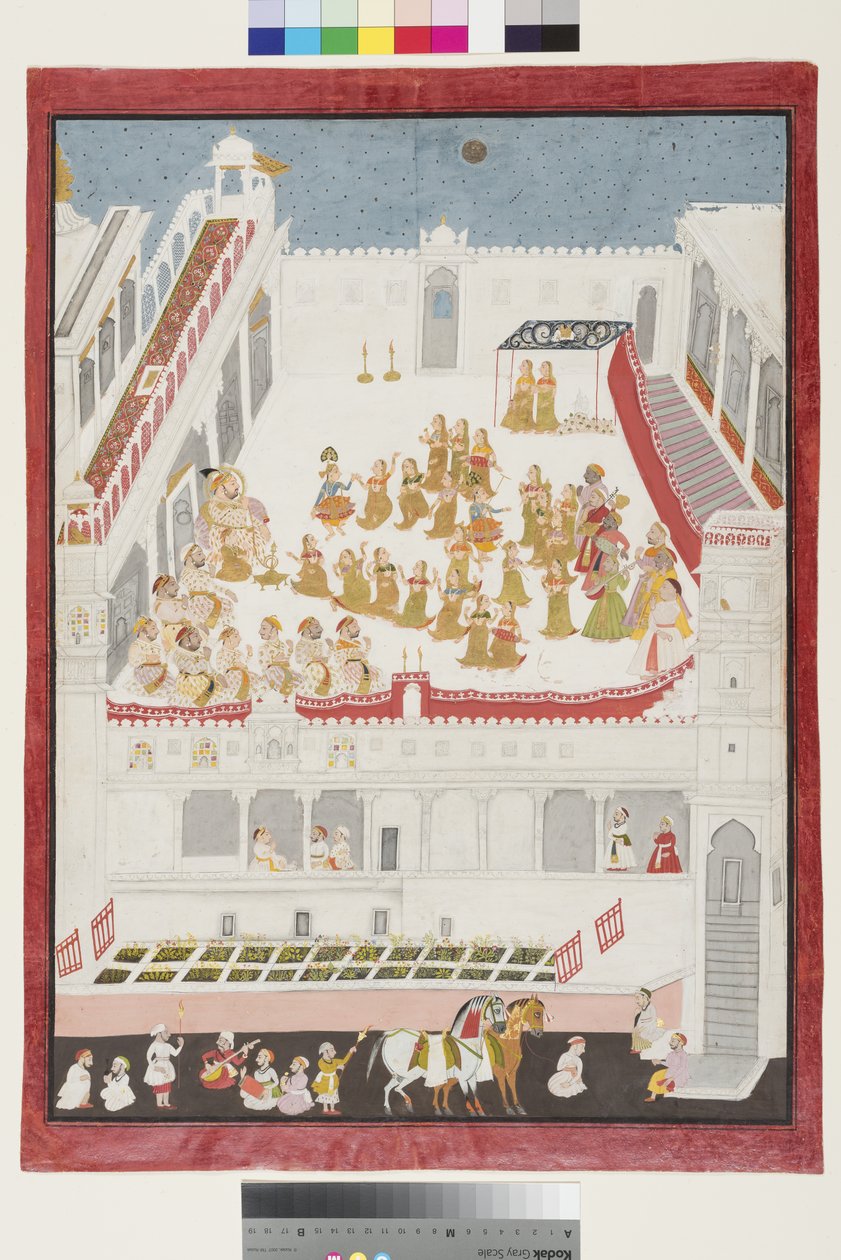 قصة كريشنا التي سُنت قبل Maharana Jagat Singh II ، 1736 (مرحاض غير شفاف وذهب على ورق) بواسطة جاي رام