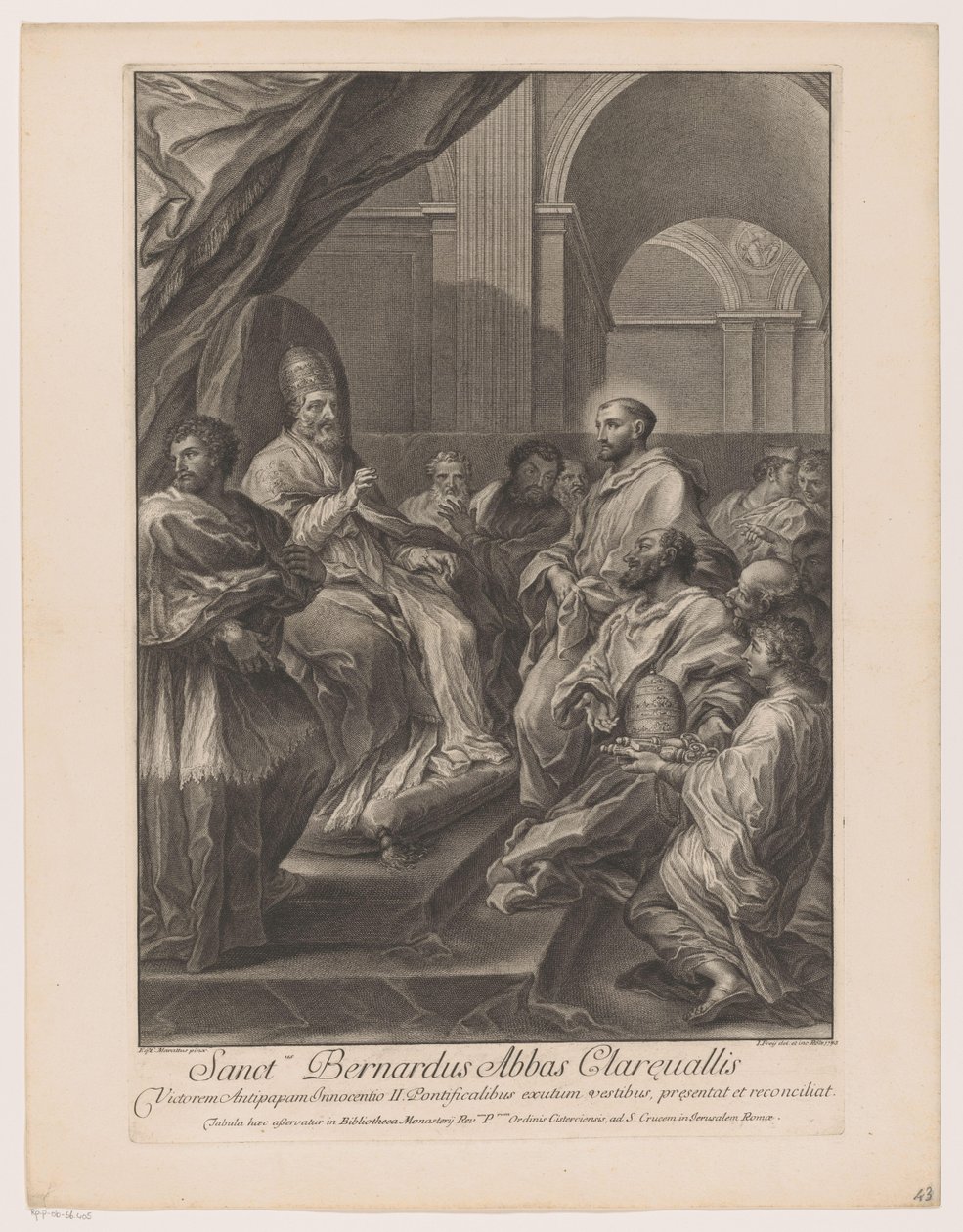 Heilige Bernardus van Clairvaux voor paus Innocent II Sanctus Bernardus Abbot of Clareuallis (العنوان على الكائن) بواسطة جاكوب فري (أنا)
