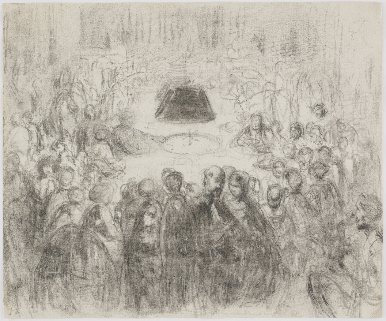 غرفة مقامرة في بادن بادن ، 1858 (قلم رصاص وفحم على ورق أبيض) بواسطة جيمس أبوت ماكنيل ويسلر