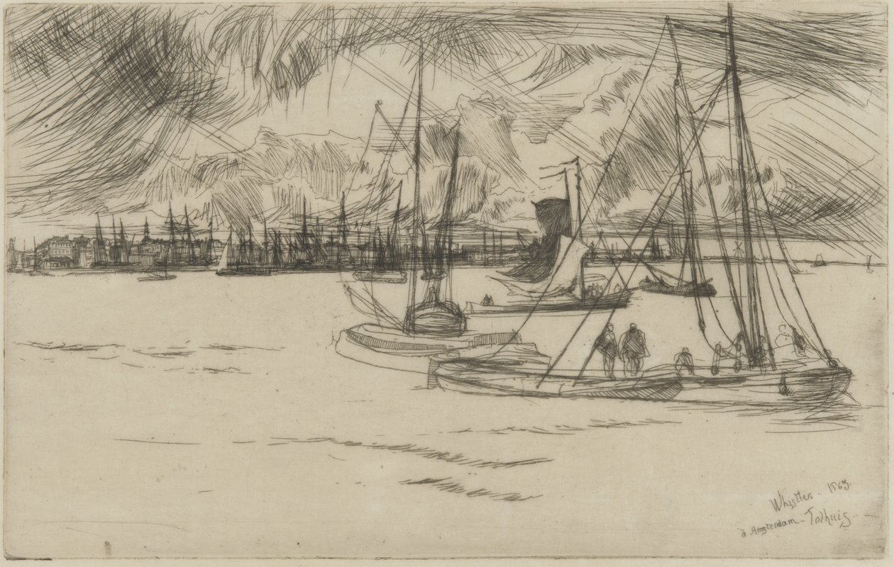 أمستردام من Tolhuis ، 1863 (النقش على الورق) بواسطة جيمس أبوت ماكنيل ويسلر