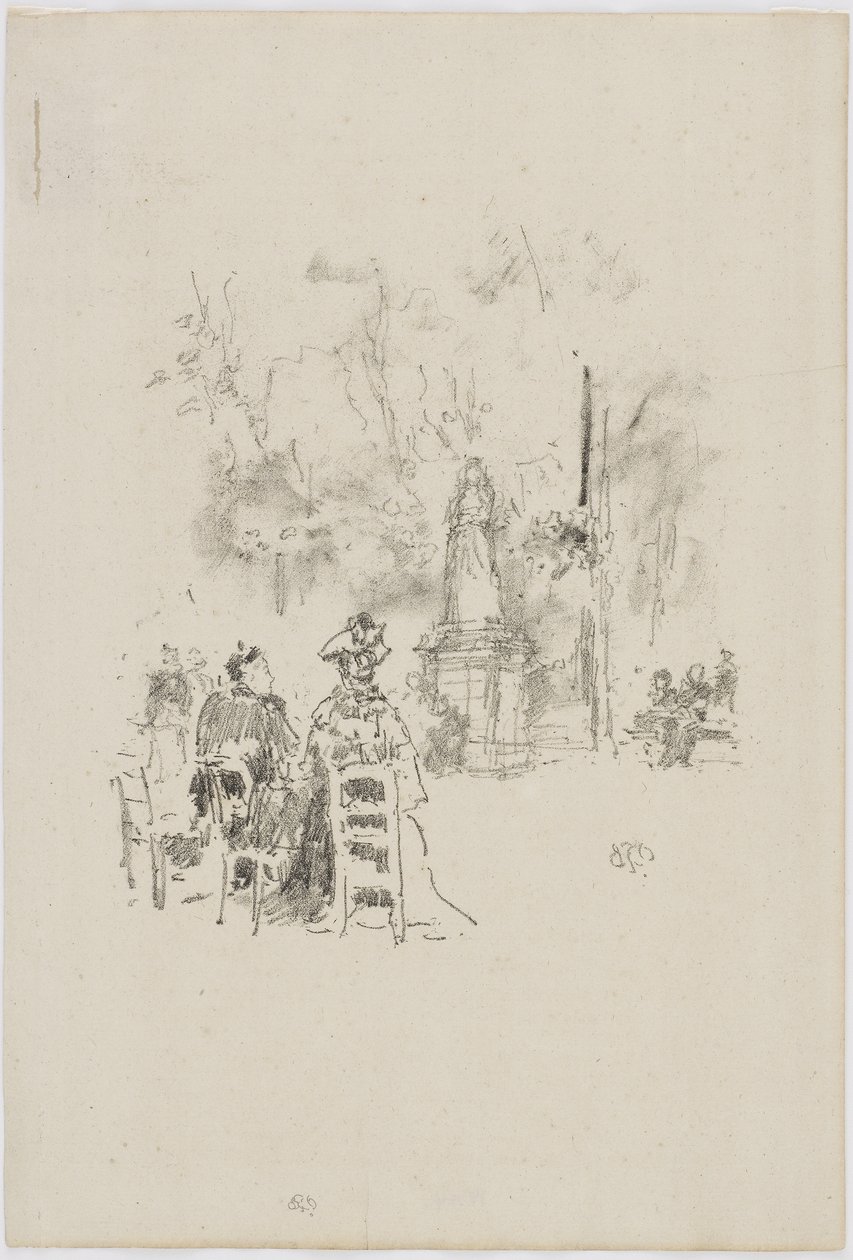 محادثة تحت التمثال ، حدائق لوكسمبورغ ، 1893 (litho on paper) بواسطة جيمس أبوت ماكنيل ويسلر