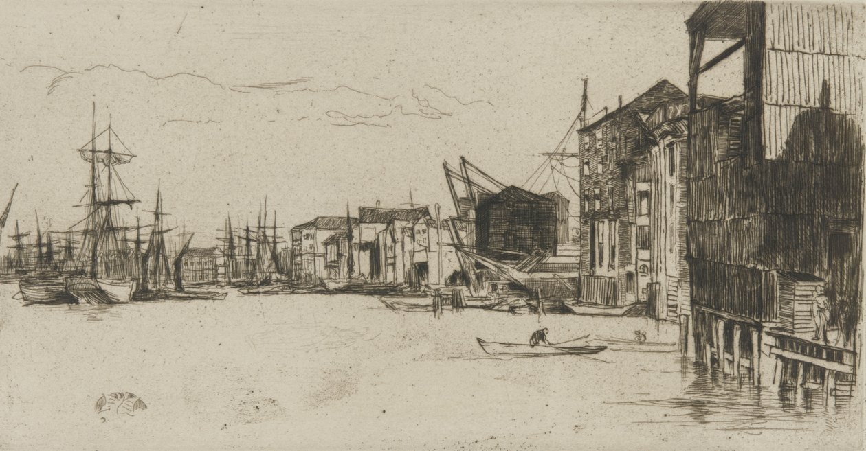 رصيف التجارة الحرة ، 1877 (النقش على الورق) بواسطة جيمس أبوت ماكنيل ويسلر