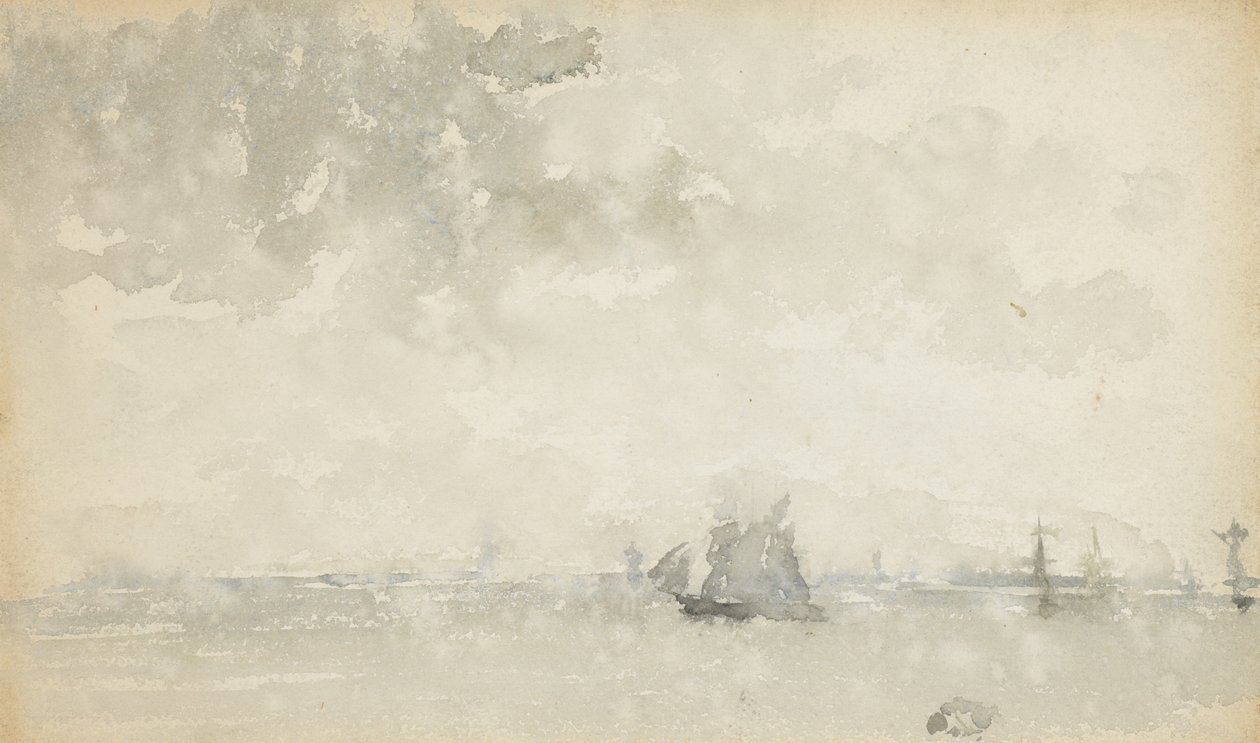 الرمادي والفضي - بحر الشمال ، c.1884 (مرحاض على ورق منسوج) بواسطة جيمس أبوت ماكنيل ويسلر