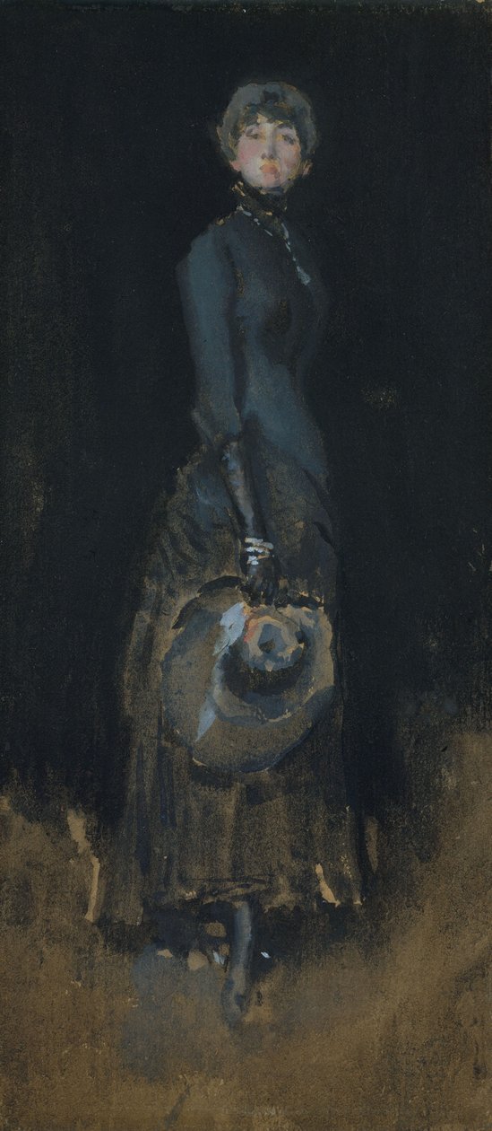 سيدة باللون الرمادي ، c.1883 (مرحاض وغواش على ورق منسوج بني داكن) بواسطة جيمس أبوت ماكنيل ويسلر