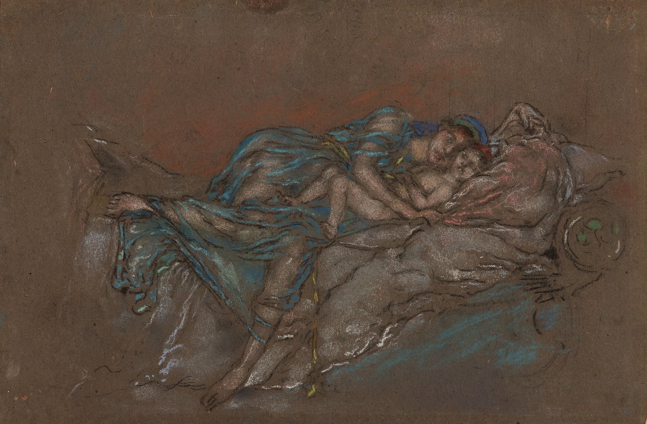 الأم والطفل - اللؤلؤة ، 189092 (طباشير وباستيل على ورق رمادي) بواسطة جيمس أبوت ماكنيل ويسلر