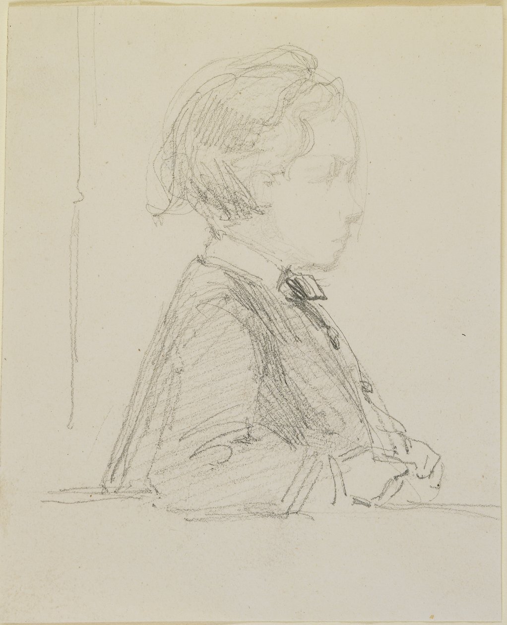 رسم جانبي لطفل ، 1858 (قلم رصاص على ورق منسوج أبيض عاجي) بواسطة جيمس أبوت ماكنيل ويسلر