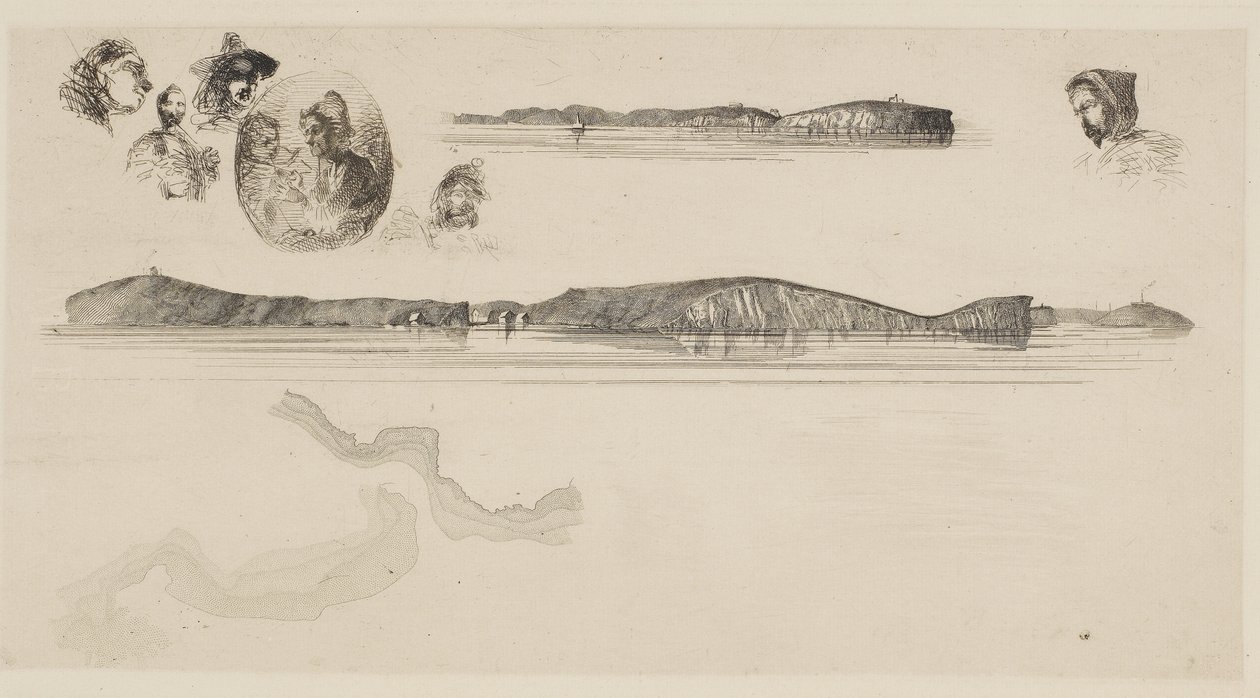 اسكتشات على لوحة مسح الساحل ، 1854-55 (النقش على الورق) بواسطة جيمس أبوت ماكنيل ويسلر