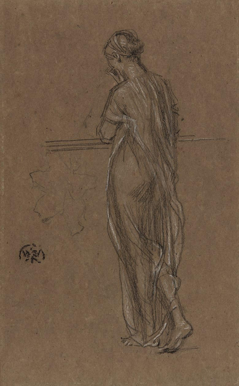شكل رايات واقفة ، c.1868 (طباشير أسود مع أبيض على ورق بني) بواسطة جيمس أبوت ماكنيل ويسلر