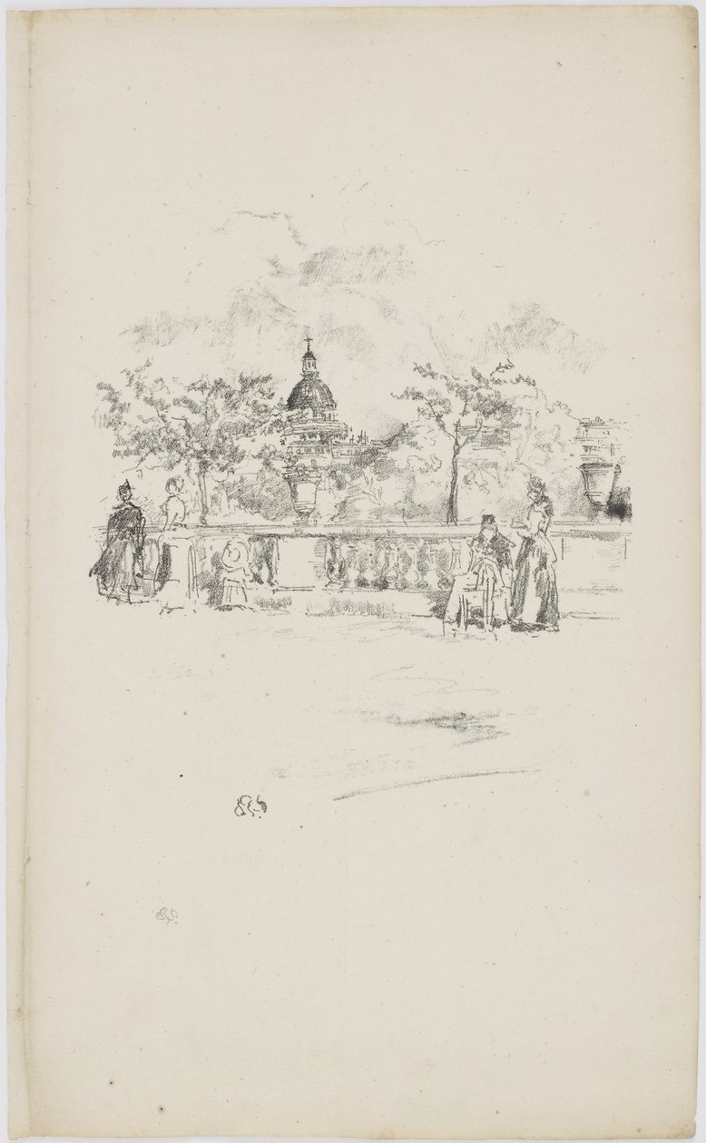 البانثيون ، من شرفة حدائق لوكسمبورغ ، 1893 (litho on paper) بواسطة جيمس أبوت ماكنيل ويسلر