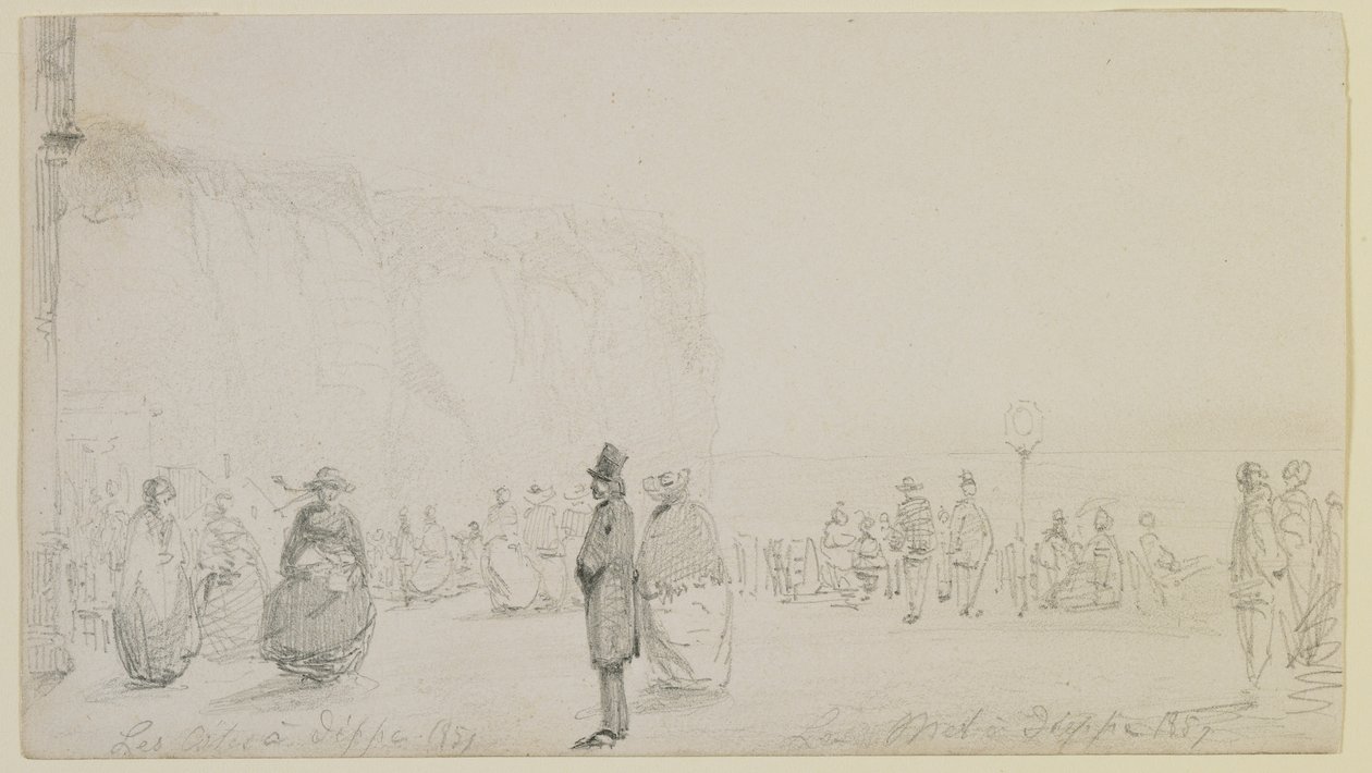 الساحل في دييب ، 1857 (قلم رصاص على ورق منسوج من البيض) بواسطة جيمس أبوت ماكنيل ويسلر