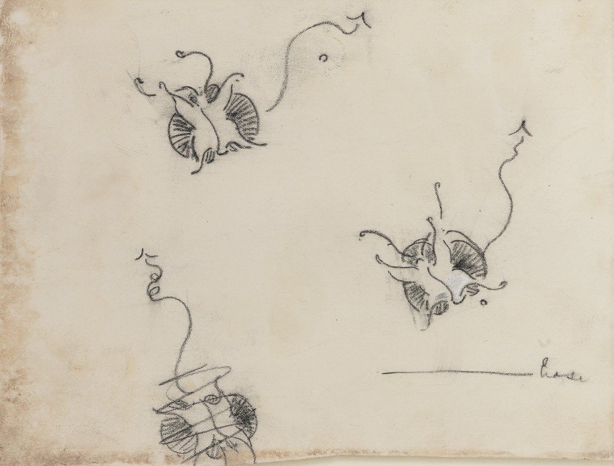 ثلاث فراشات ويسلر ورسم مدمر ، c.1890 (تلوين أبيض صيني على ورق نقل ليثوغرافي) بواسطة جيمس أبوت ماكنيل ويسلر