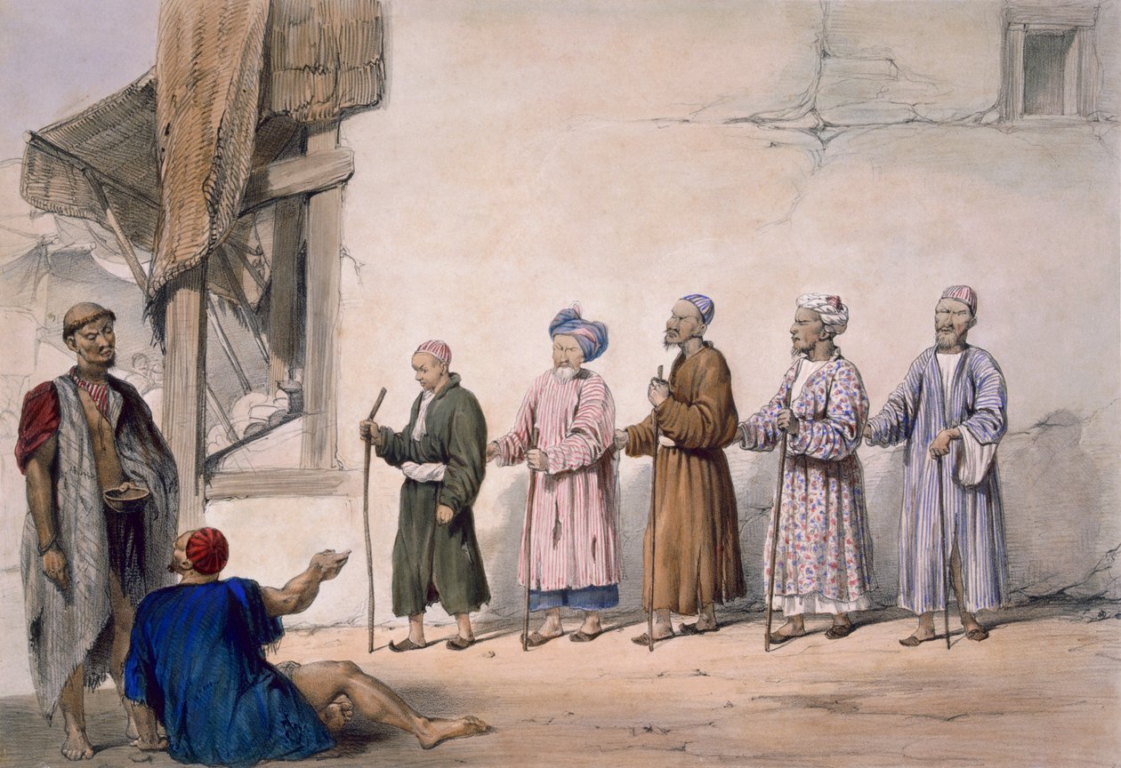 سلسلة من المتسولين المكفوفين ، كابول ، 1843 بواسطة جيمس أتكينسون