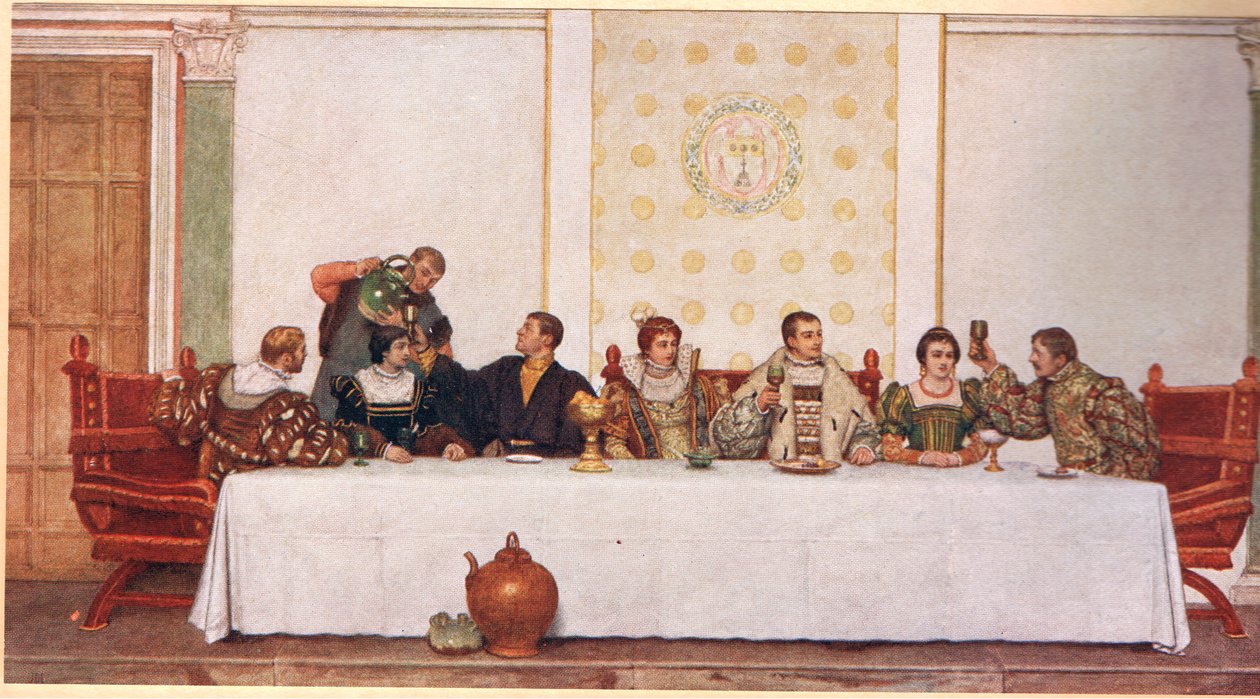 عيد الزفاف ، رسم توضيحي من "تاجر البندقية" ، ج .1910 بواسطة جيمس درومجول لينتون