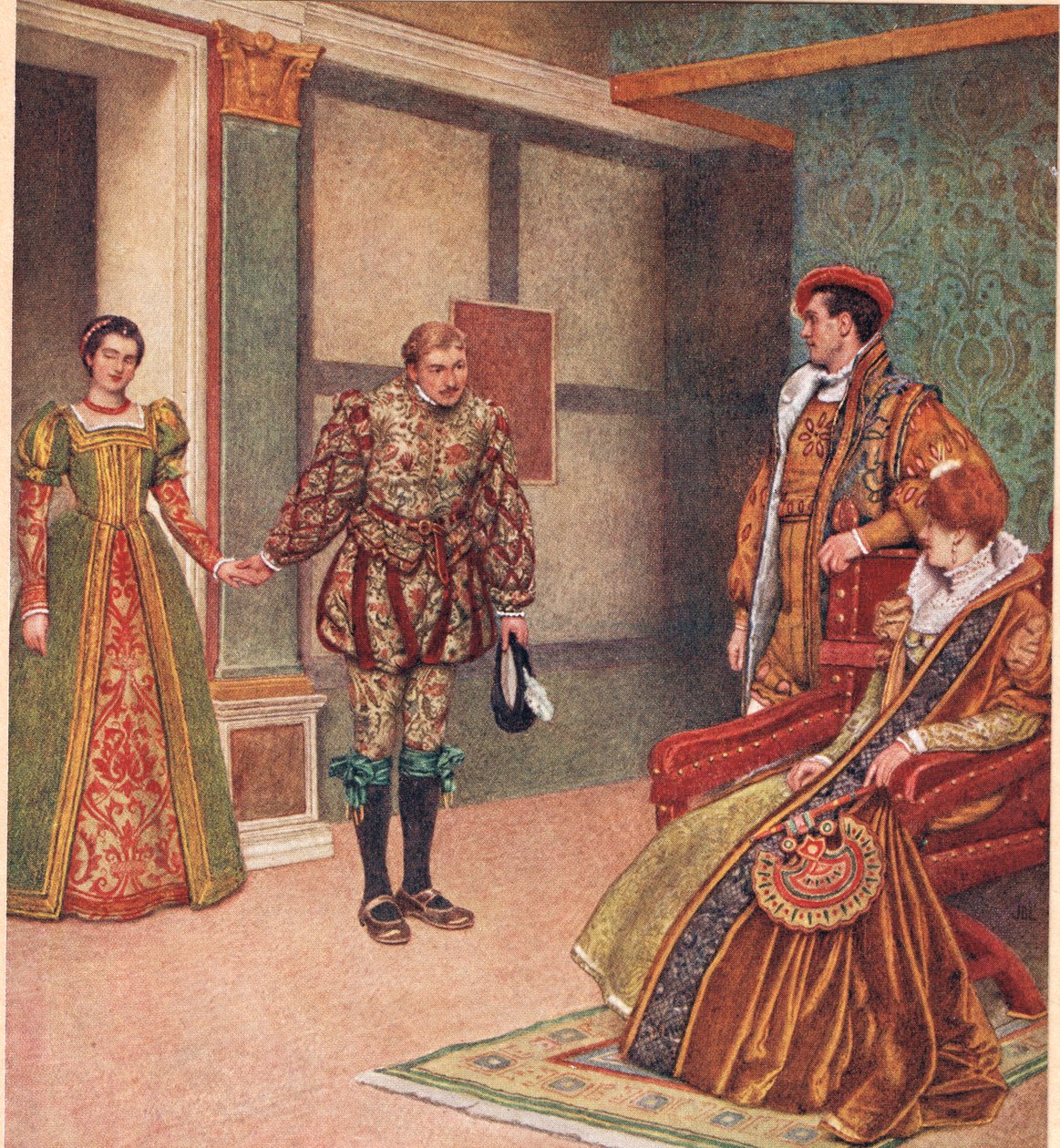 "رأيت العشيقة ، رأيت الخادمة" ، رسم توضيحي من "تاجر البندقية" ، ج .1910 بواسطة جيمس درومجول لينتون