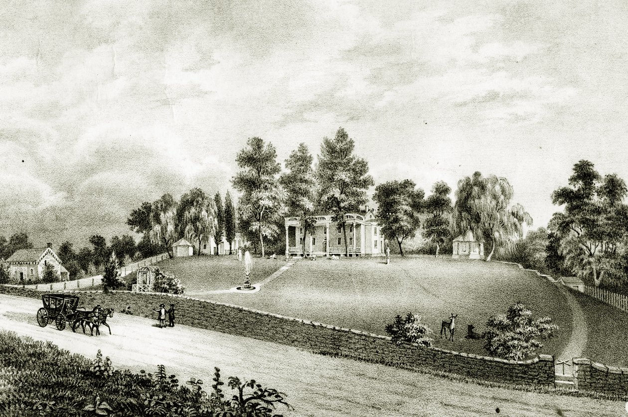 حديقة النافورة ، شلالات شيلكيل ، فيلادلفيا ، c.1845 بواسطة جيمس فولر كوين