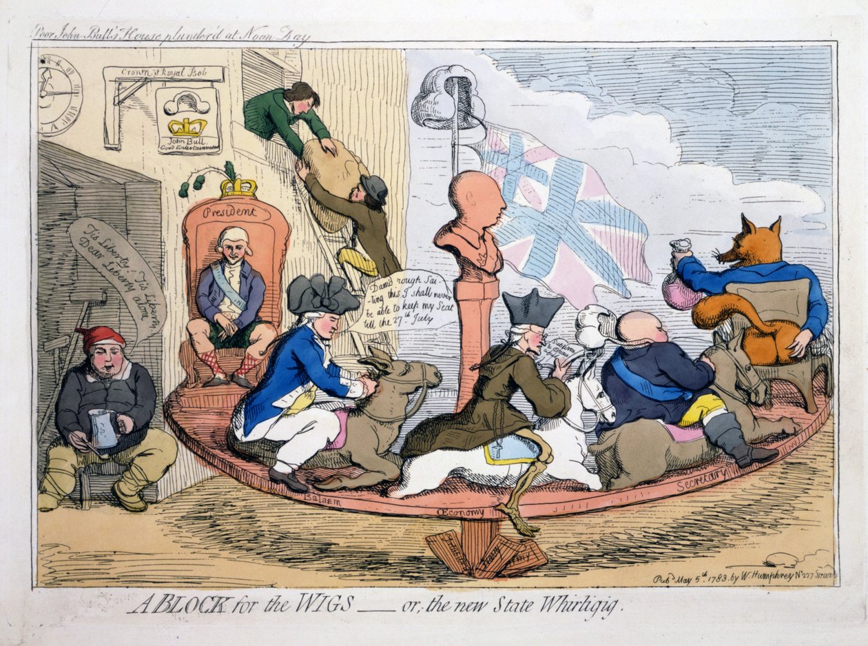 كتلة للشعر المستعار أو The New State Whirligig ، حانة. 1783 (النقش اليدوي) بواسطة جيمس جيلراي