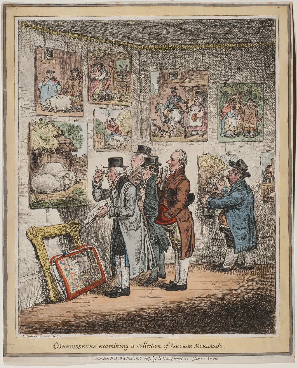 المتذوقون يفحصون مجموعة من جورج مورلاند ، نشرتها هانا همفري ، 1807 (النقش الملون يدويًا) بواسطة جيمس جيلراي