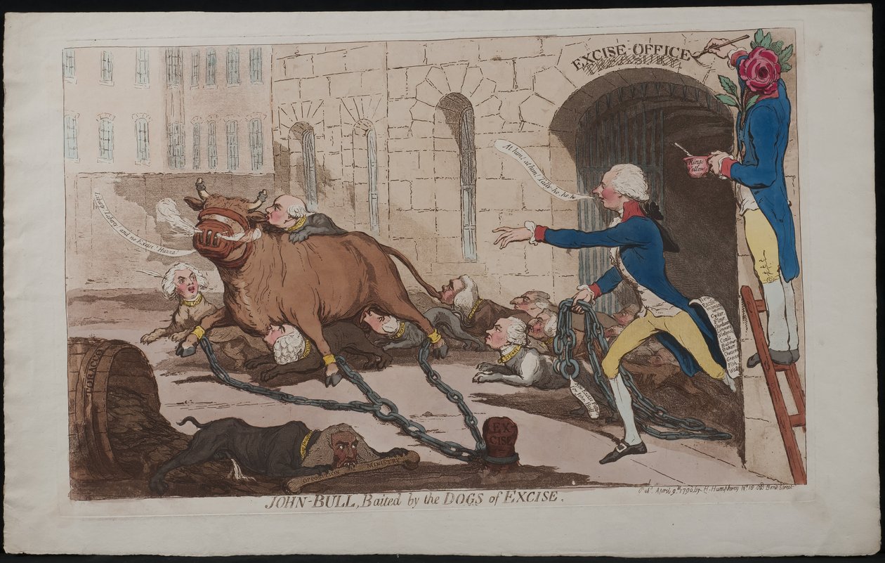 جون بول ، طعمه كلاب المكوس ، 1790 بواسطة جيمس جيلراي