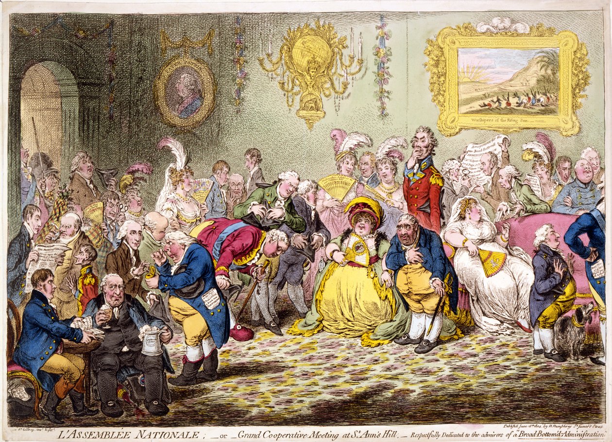 Lassemblée nationale: - أو - اجتماع تعاون كبير في سانت أنس هيل ، حانة. 1804 (نقش يدوي) بواسطة جيمس جيلراي