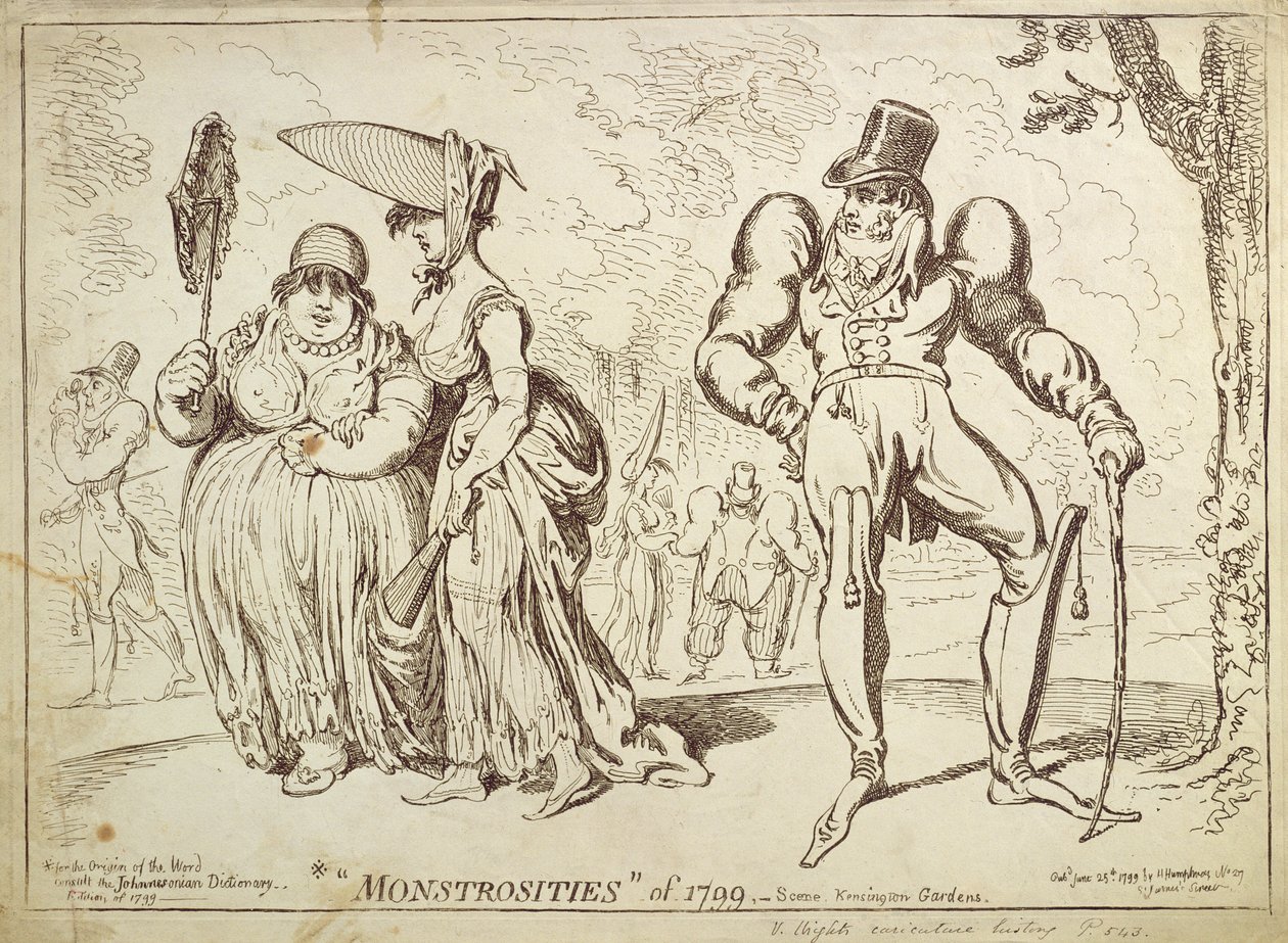 وحوش عام 1799 ، أو مشهد في حدائق كينسينغتون ، نشرتها هانا همفري في عام 1799 بواسطة جيمس جيلراي