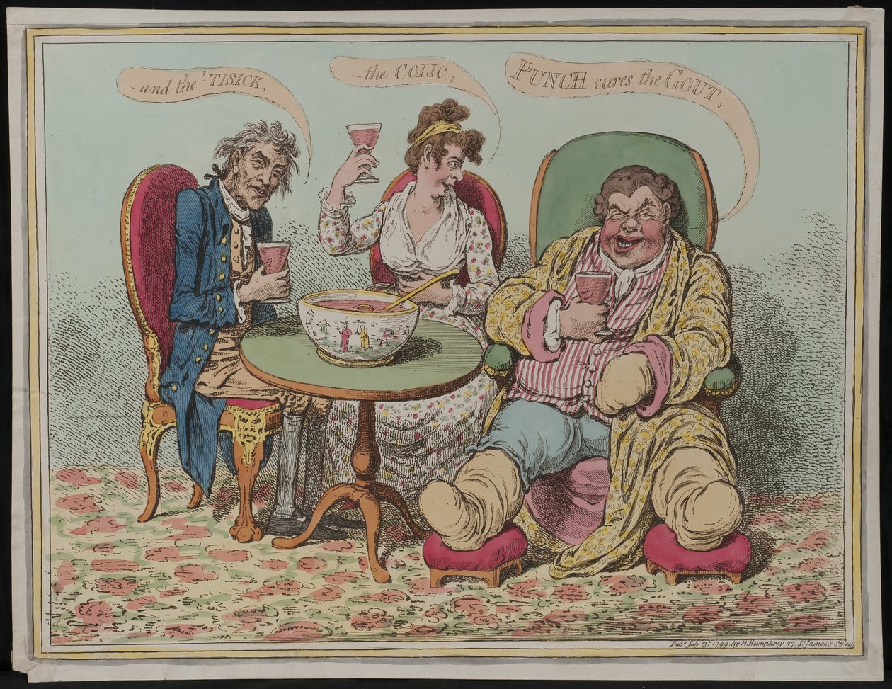 Punch يعالج النقرس ، والمغص ، و Tisick ، 1799 بواسطة جيمس جيلراي