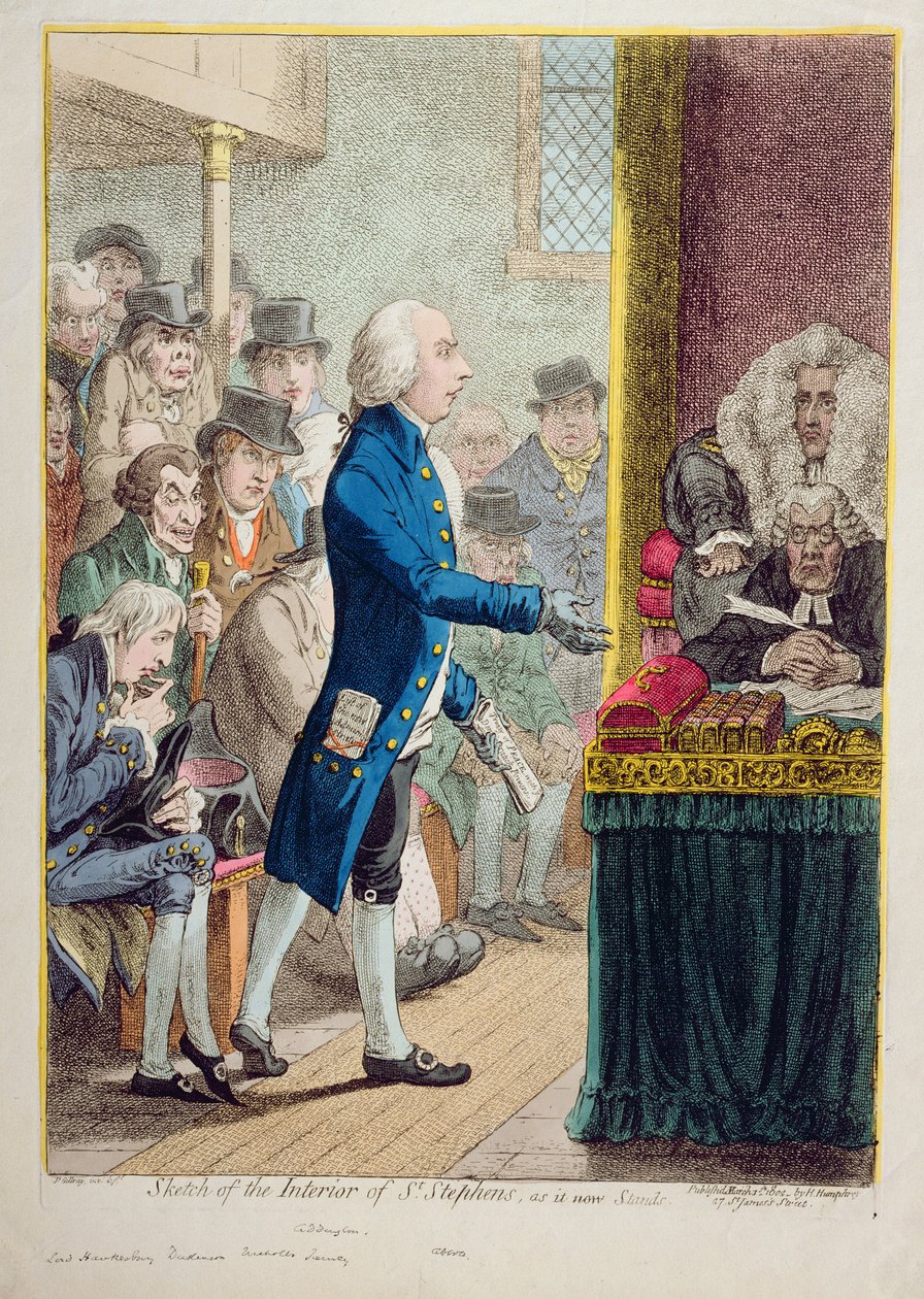 رسم تخطيطي للجزء الداخلي من St. Stephen&39;s ، كما هو عليه الآن ، نشرته Hannah Humphrey في عام 1802 (النقش الملون باليد مع النقش) بواسطة جيمس جيلراي