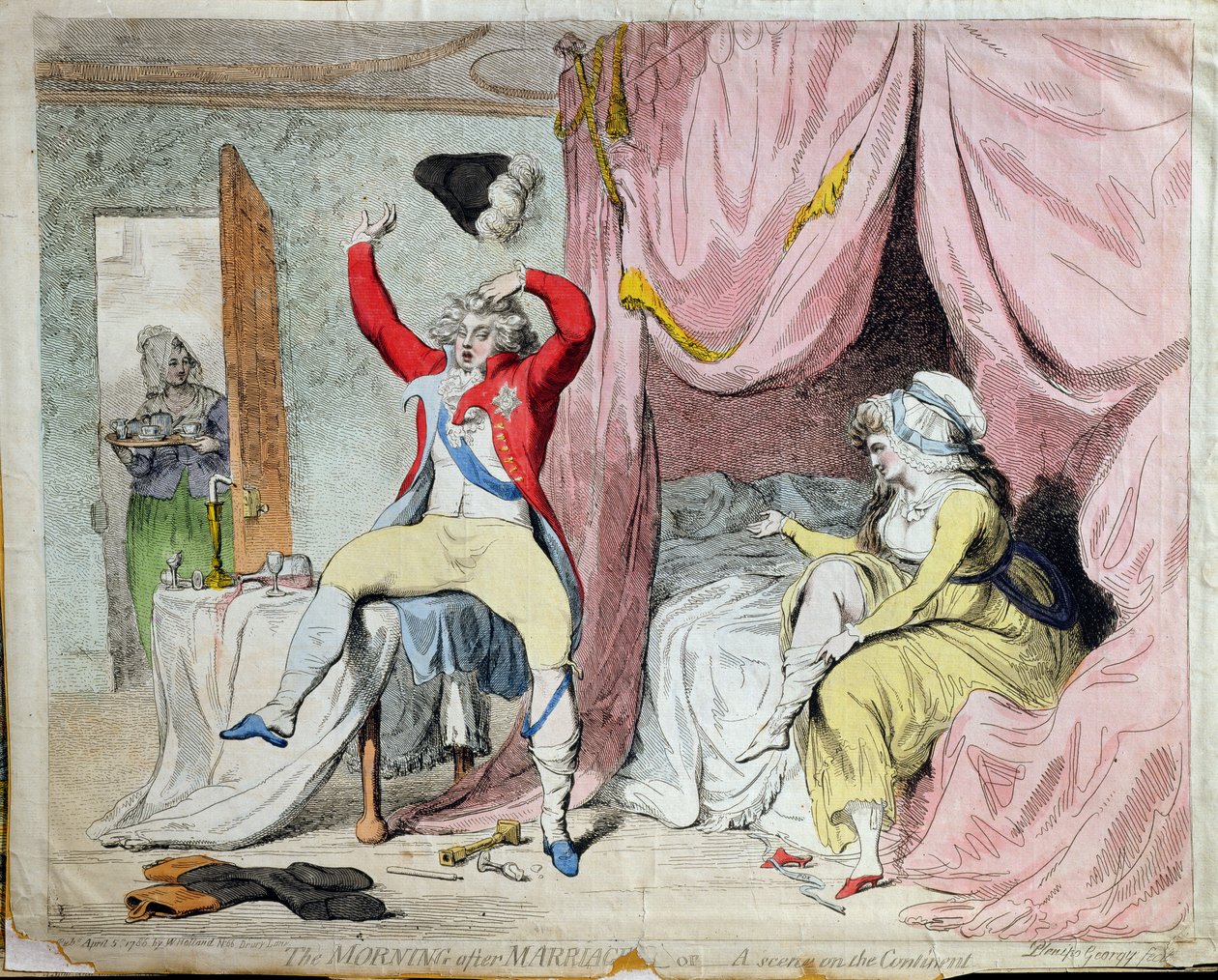 الصباح بعد الزواج ، أو مشهد في القارة ، نشرته W ، هولندا عام 1788 (النقش اليدوي) بواسطة جيمس جيلراي