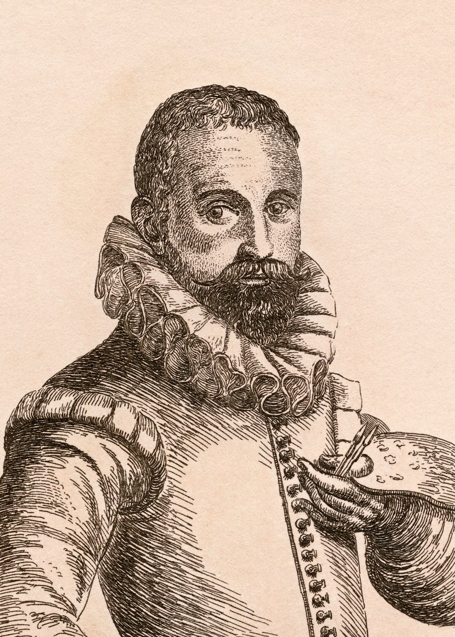 كاريل فان ماندير ، رسم توضيحي من "75 صورة لرسامين مشهورين من أصول أصلية" ، نُشر عام 1817 ، لندن بواسطة جيمس جيرتين