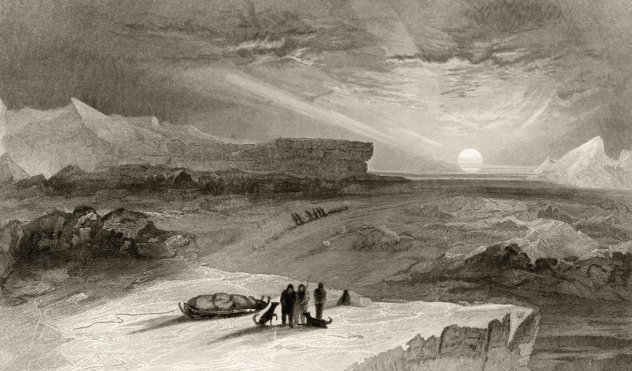 The Look Out from Cape George Russell ، الذي نقشه R. Hinshelwood ، من &39;Arctic Explorations in the Years 1853 ، 54 ، 55&39; ، المجلد الأول ، من قبل الدكتورة إليشا كينت كين (1820-57) فيلادلفيا ، 1856 (li بواسطة جيمس هاميلتون