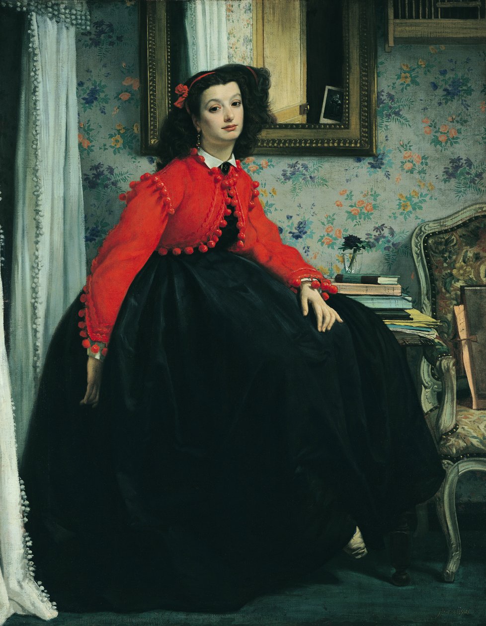 صورة من Mlle. ليرة لبنانية (شابة في سترة حمراء) 1864 بواسطة جيمس جاك جوزيف تيسو